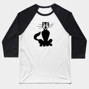 Screaming Black Cat Baseball T-Shirt